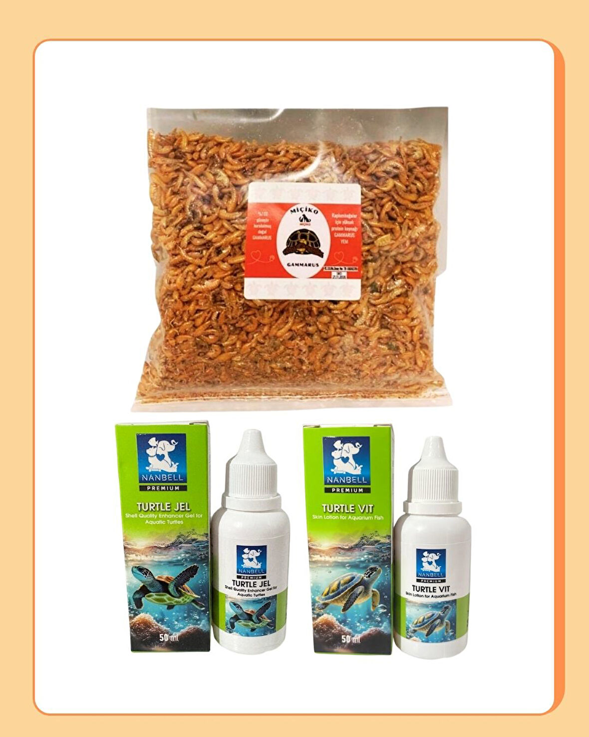 100GR Saf Gammarus + Kaplumbağa Bakım Seti