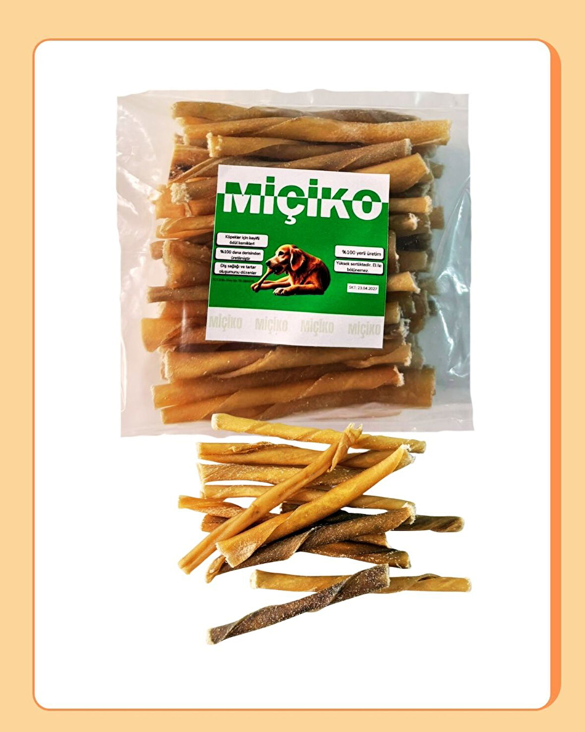 50Li Naturel Burgu Ödül Çubuğu ve Çiğneme Kemiği