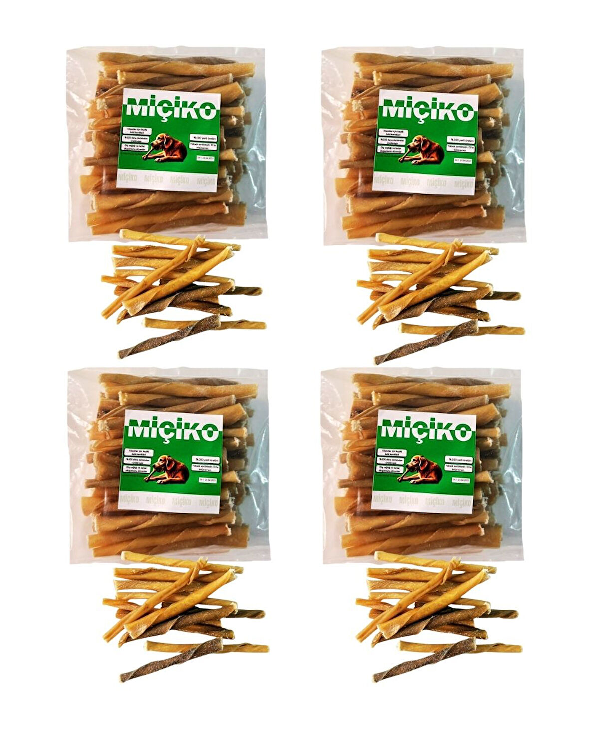 4 x 50Li Naturel Burgu Ödül Çubuğu ve Çiğneme Kemiği 8-10Cm