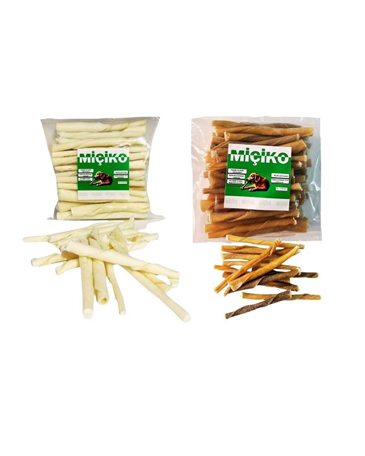 2 x 50Li Sütlü ve Naturel Burgu Ödül Çubuğu ve Çiğneme Kemiği 8-10Cm