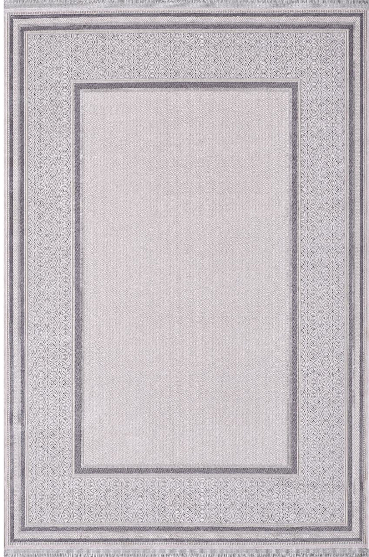 Artemis Halı Mina 09099C Krem Gri Çizgi Desenli Bambu Halı