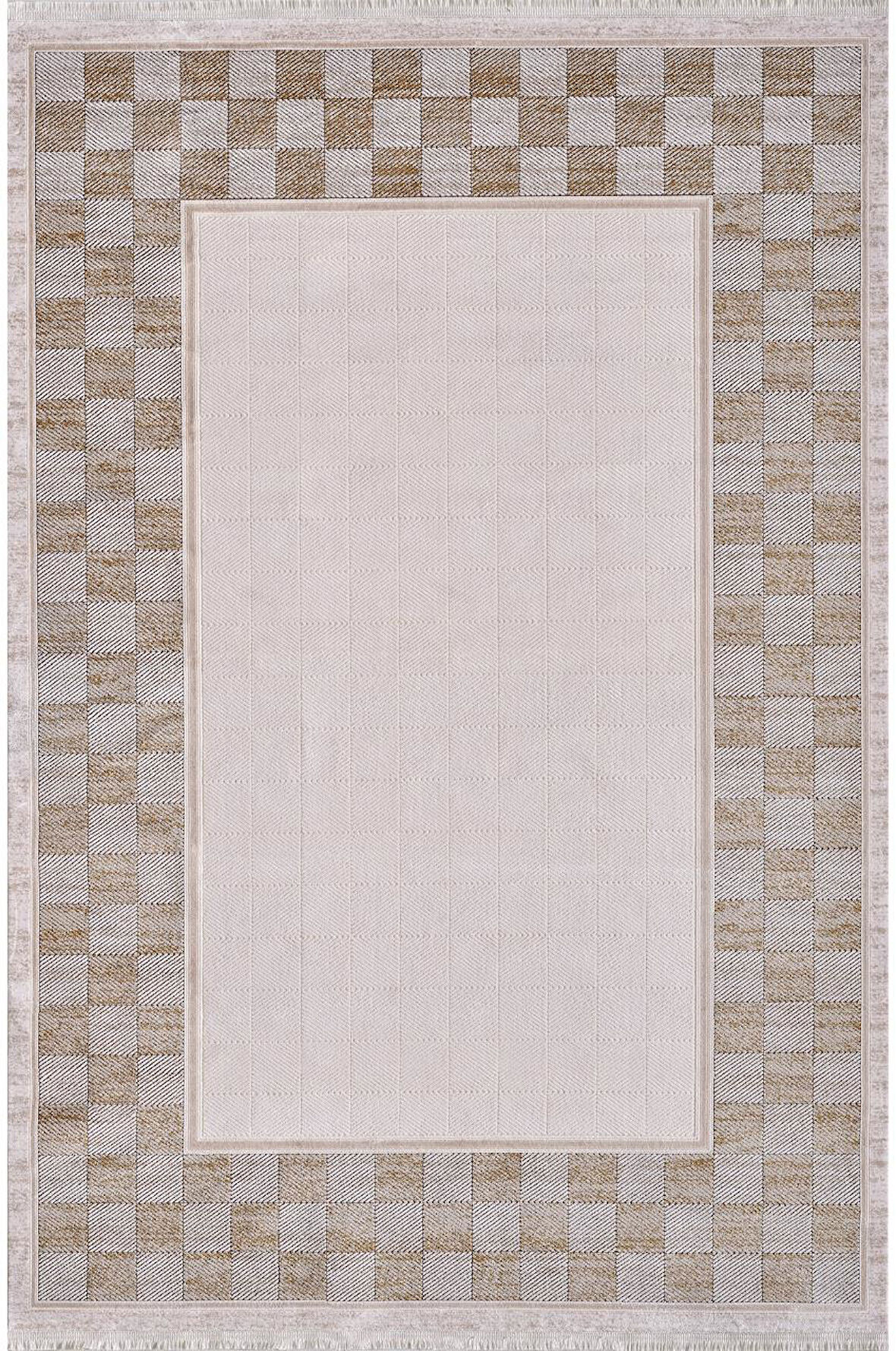 Artemis Halı Mina 09106B Bej Gold Çerçeve Desen Bambu Halı