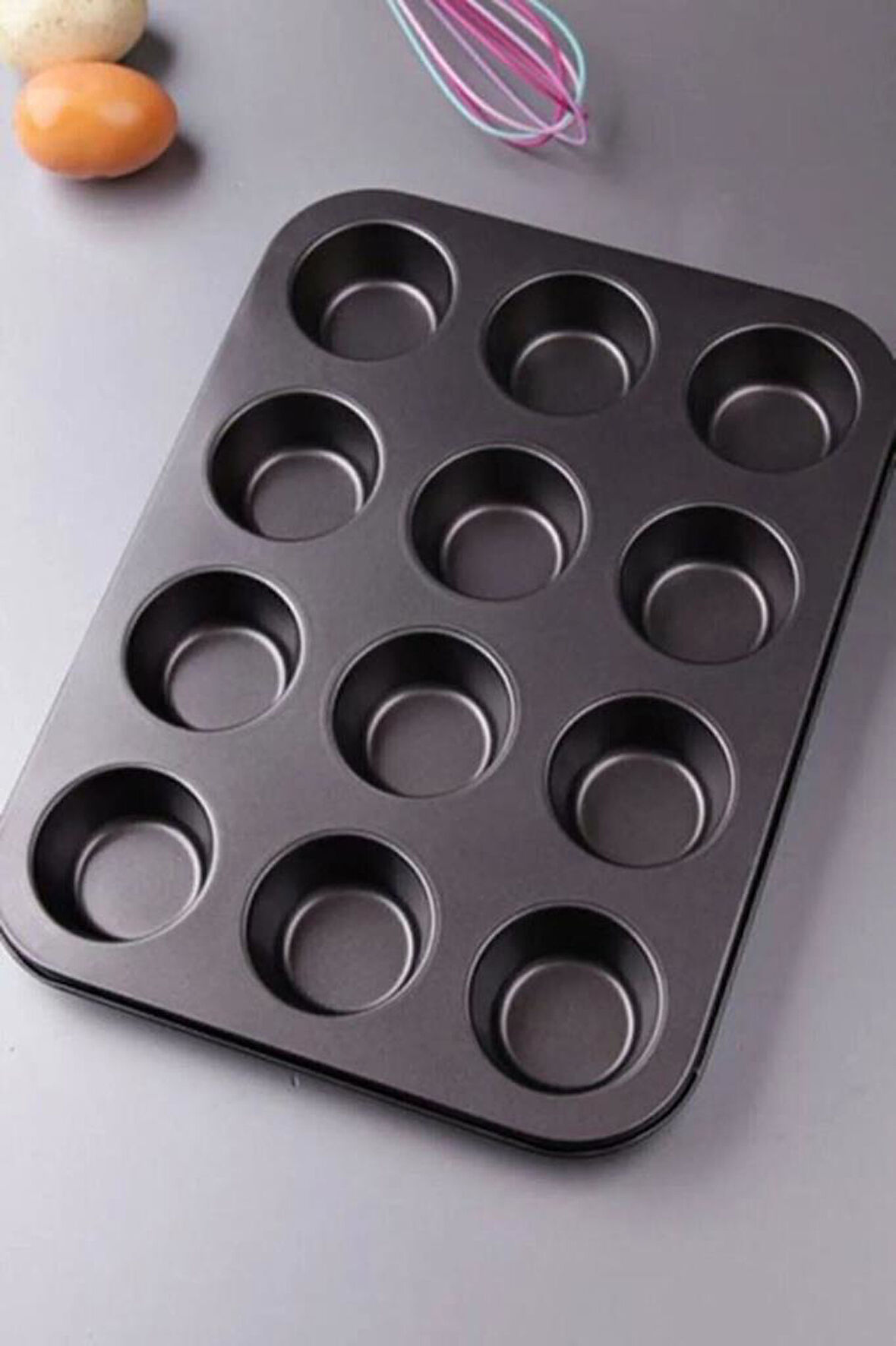 12'li Kek Kalıbı Yanmaz Yapışmaz Muffin Cupcake Kalıbı Kek Kalıbı