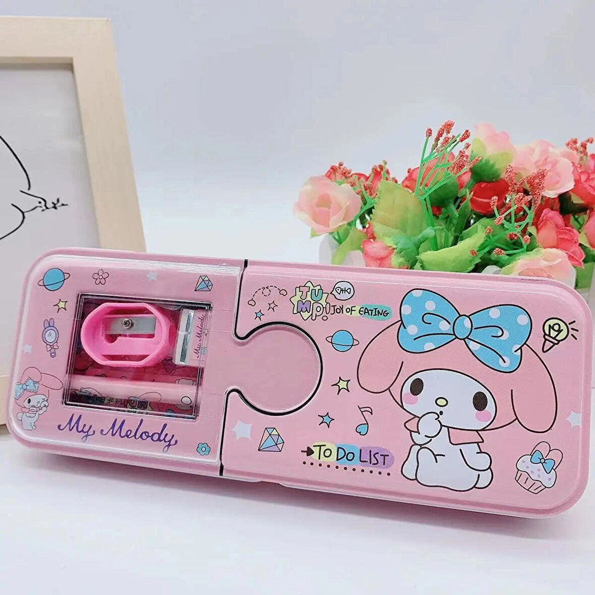 Kawaii Sanrio My Melody Metal Kalem Kutusu Kırtasiye Seti Cinnamoroll Kuromi Kalemlik Hediye Seti