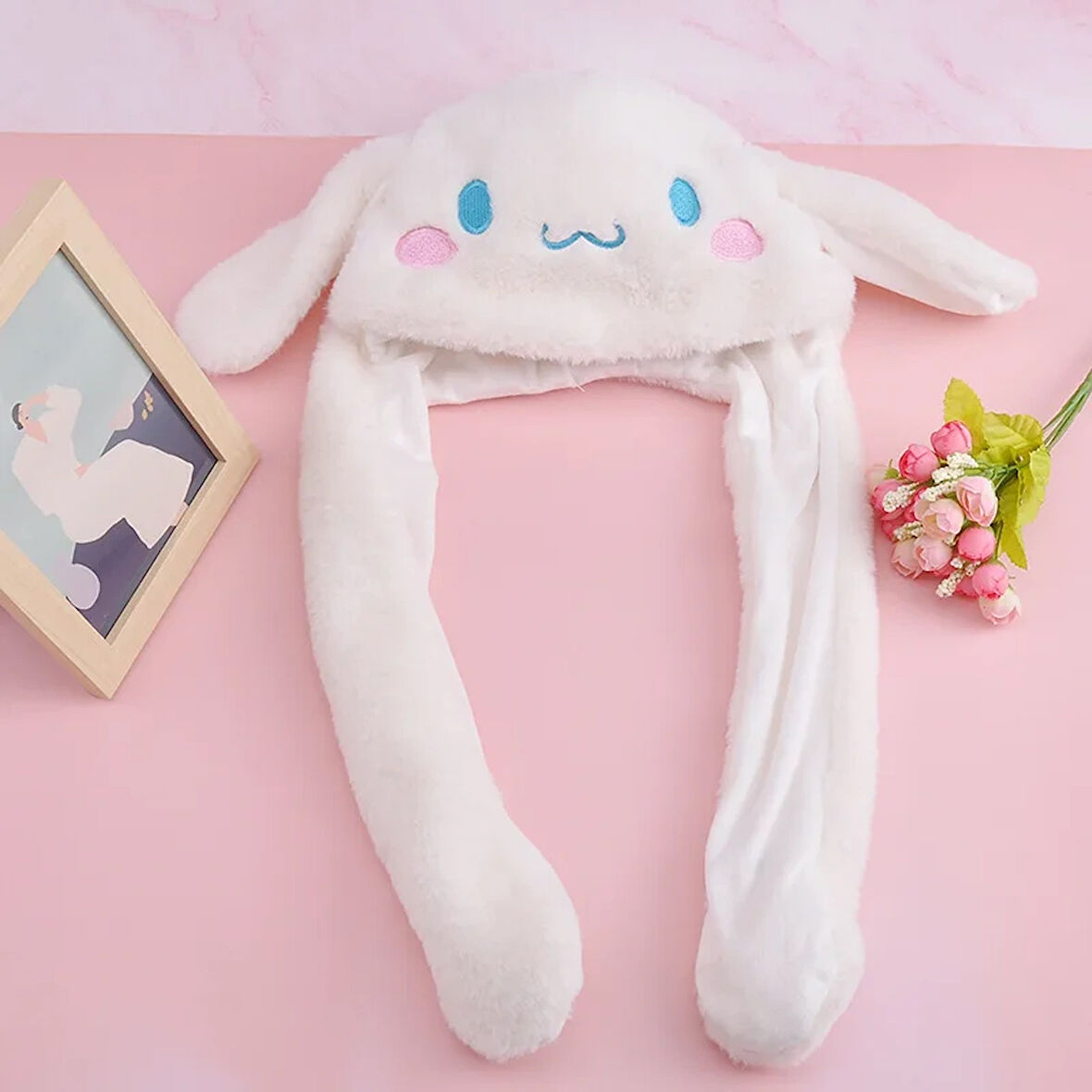 Sanrio Kuromi Cinnamoroll My Melody Şapka Kulakları Hareket Eden Şapka Işıklı Modlu Peluş Bere Şapka