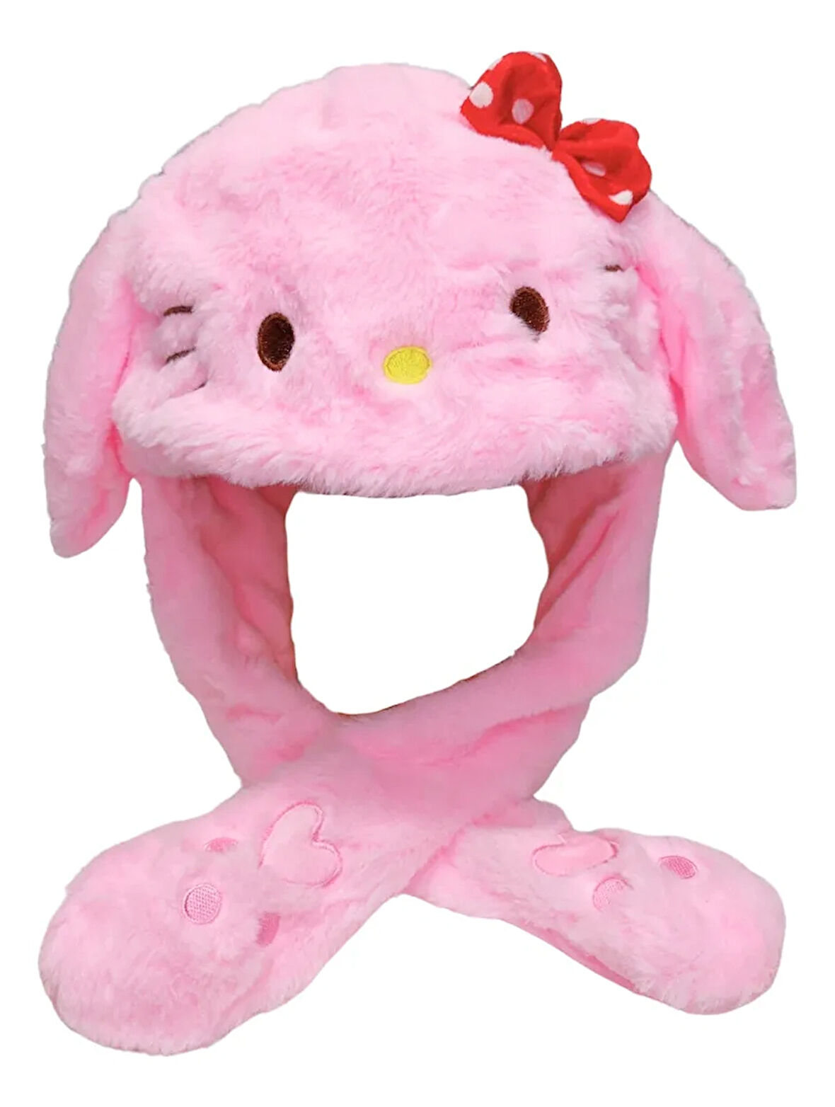 Sanrio Kuromi Hello Kitty Şapka Kulakları Hareket Eden Şapka Işıklı Modlu Peluş Bere Şapka
