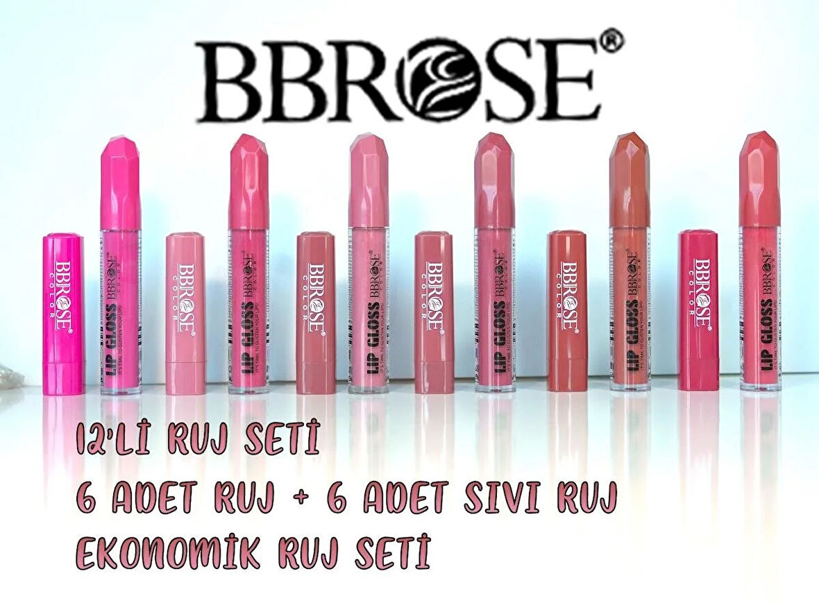 12'li Ruj ve Sıvı Ruj Seti A B C Grupu Günlük Makyaj Dev Kozmetik Seti