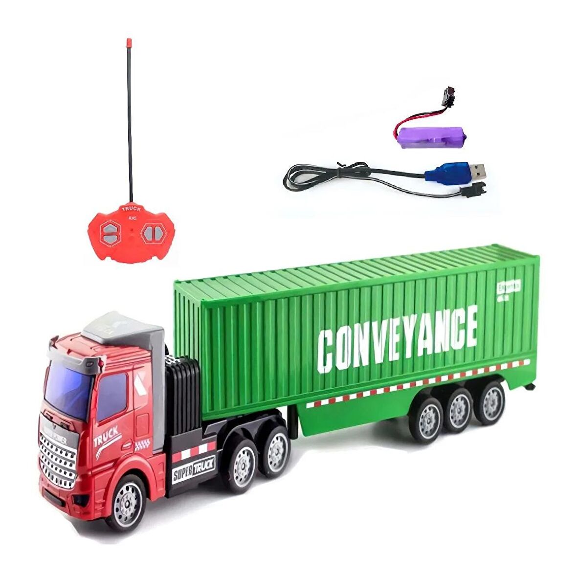 1:48 Uzaktan Kumandalı Şarjlı Tır Yeşil Renk Truck