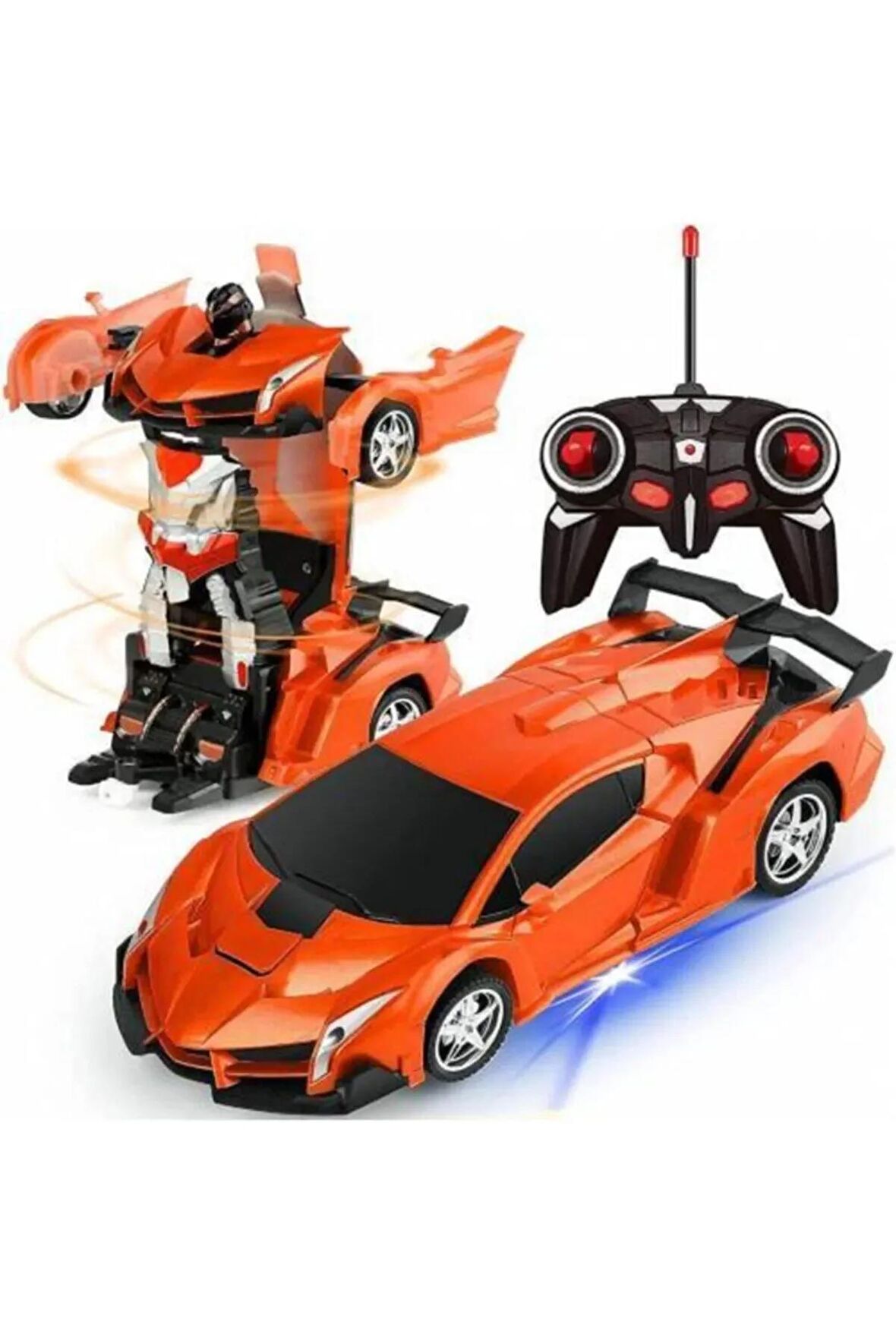 Oyuncak Uzaktan Kumandalı Turuncu Transformers Tarzı Robota Dönüşen Oyuncak Araba Ferrari
