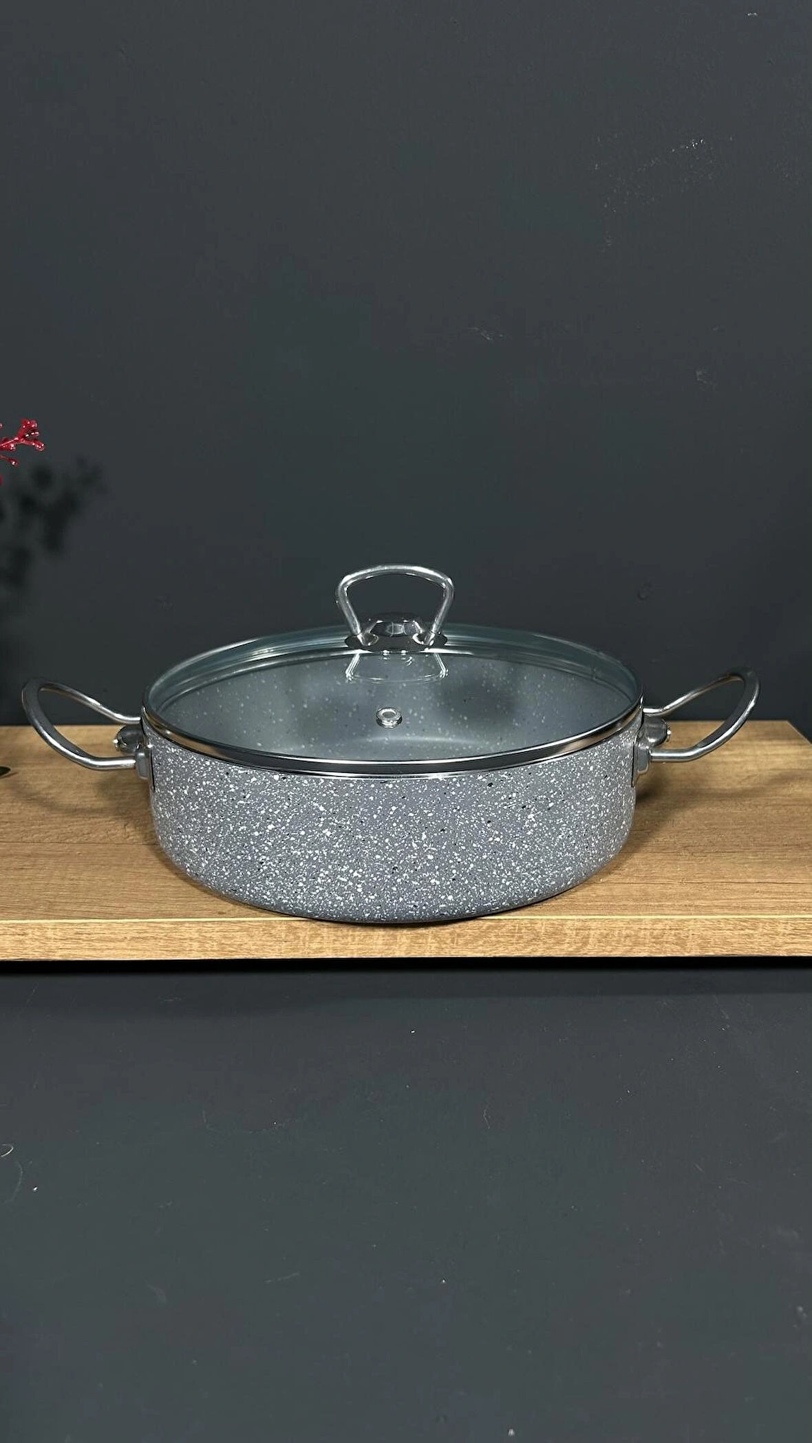 22 CM GRİ ÇİFT KULP GRANİT TENCERE