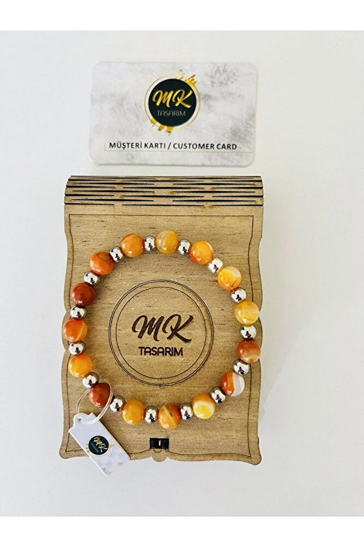 Gerçek Turuncu Akik Taşı Bileklik MK.016.010