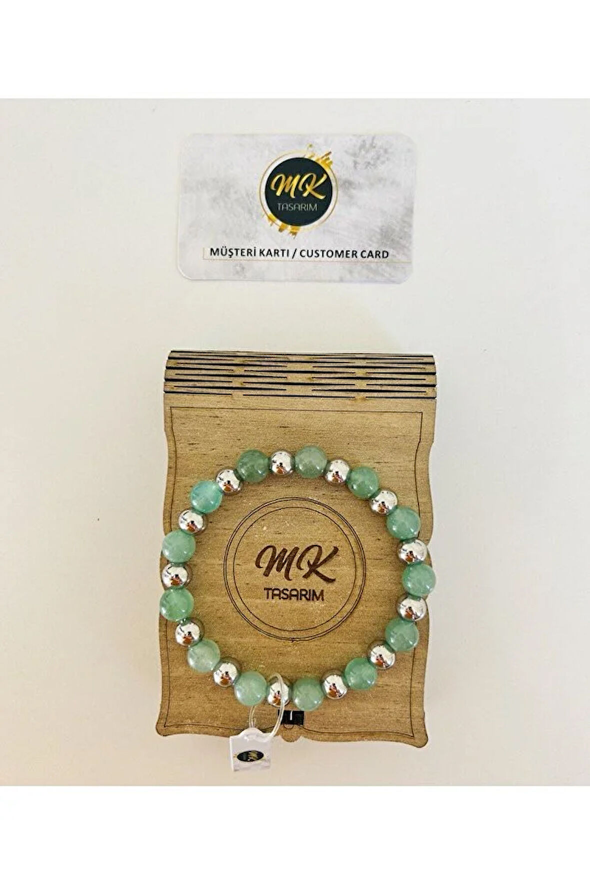 Gerçek Aventurin Taşı Bileklik Özel Kutusunda Müşteri Kartlı mk.022.002