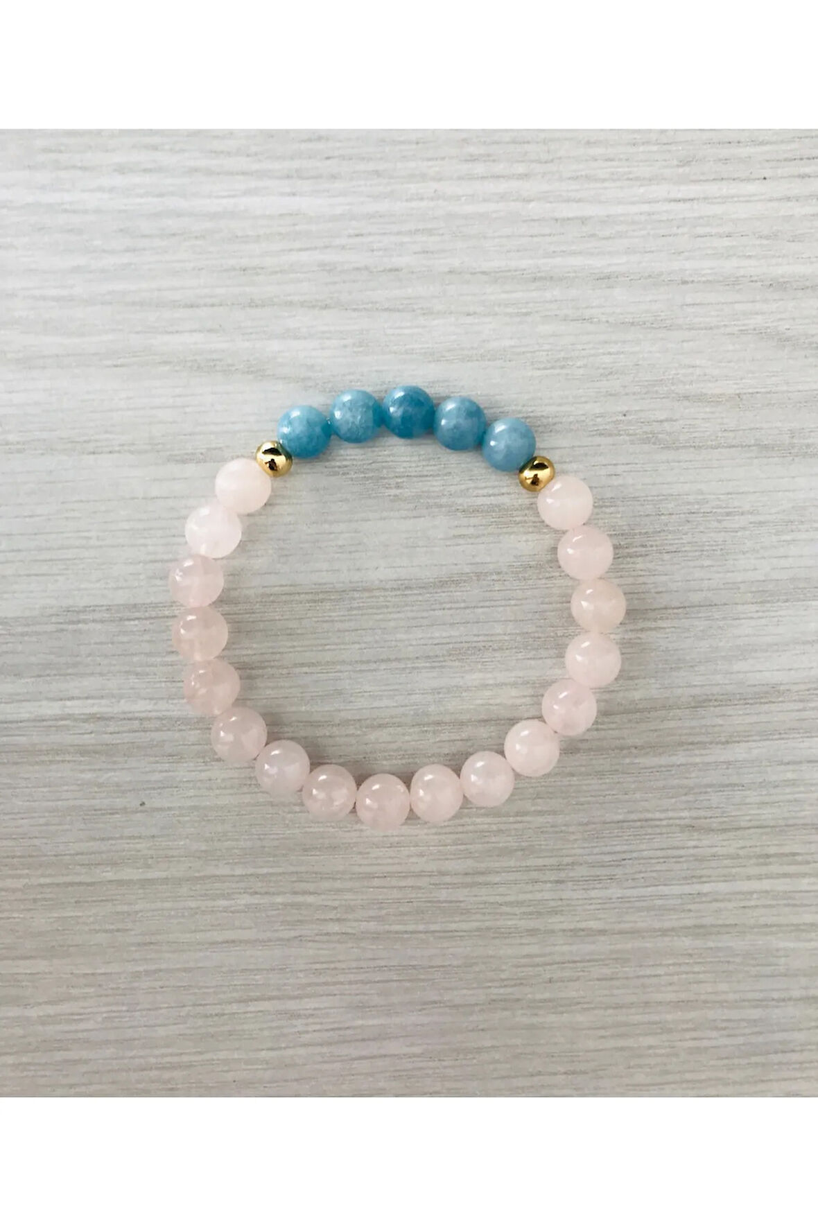 MK TASARIM Gerçek Pembe Kuvars, Mavi Kuvars Taşı Bileklik MK100153