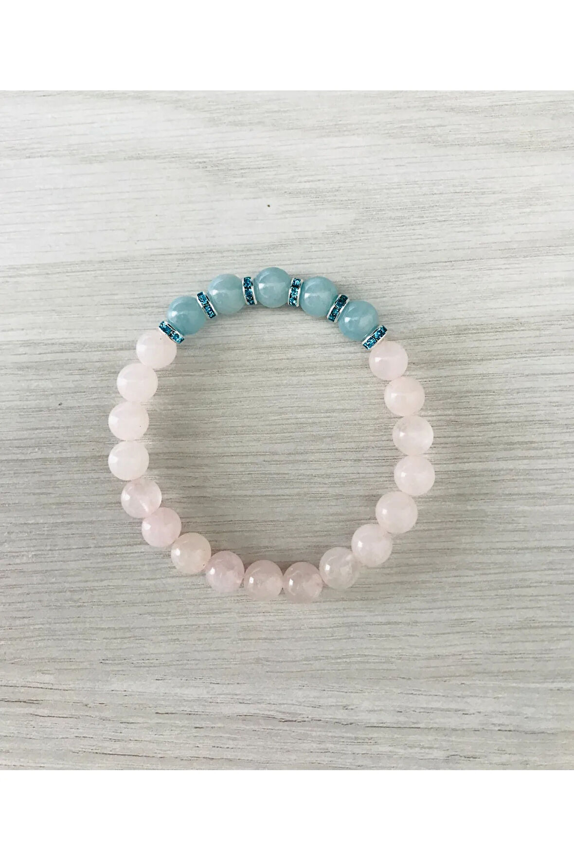 MK TASARIM Gerçek Pembe Kuvars, Mavi Kuvars Bileklik MK100158