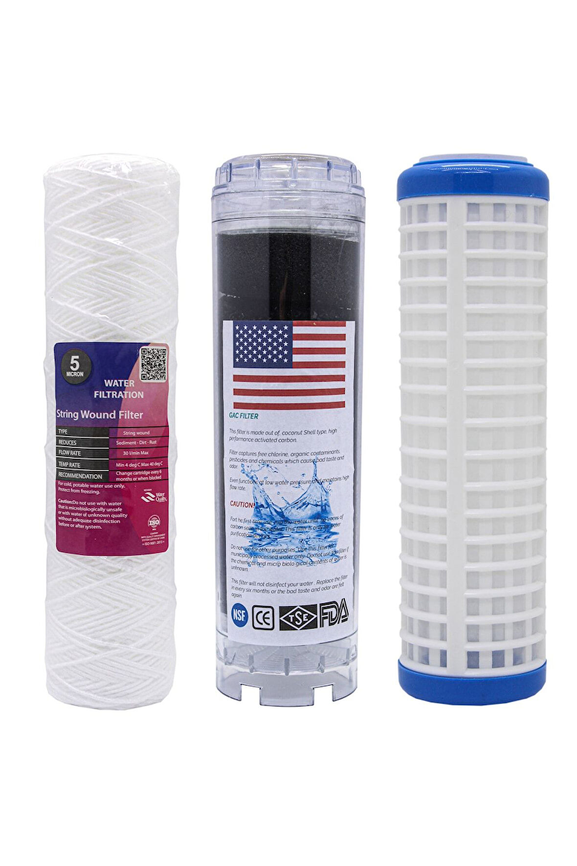 Daire Girişi Su Arıtma Cihazı Filtresi 3lü Filtre Seti