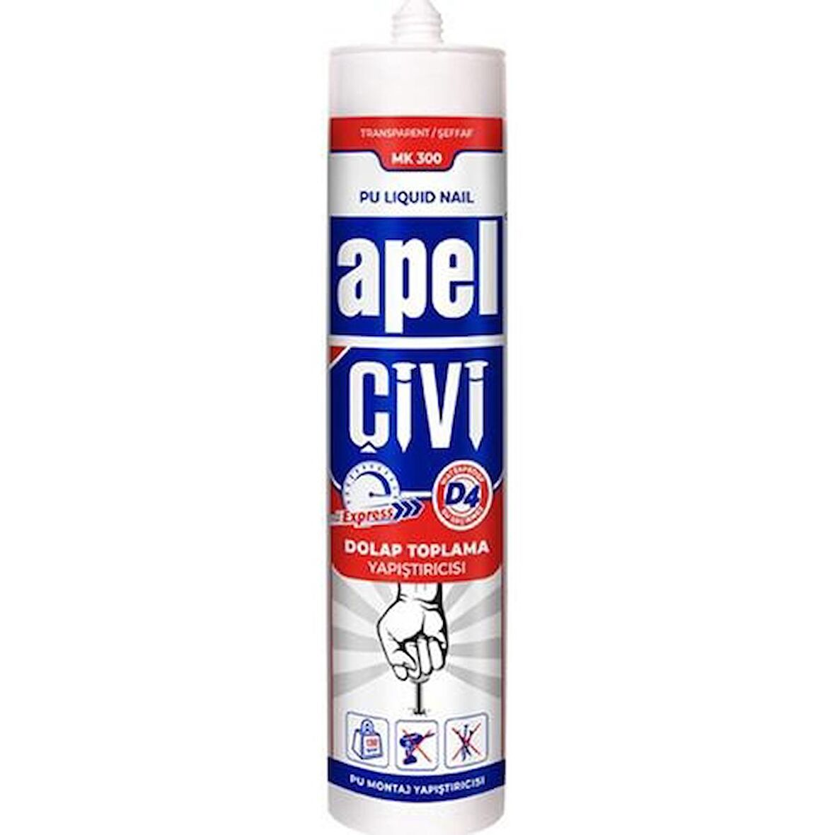 Apel Silikon PU Sıvı Çivi Montaj Kit Çok Güçlü Yapıştırıcı 300 GR