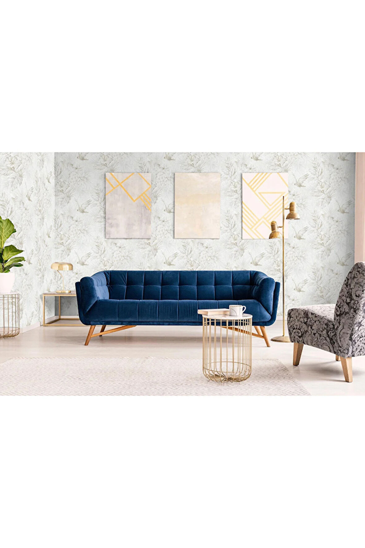 Papağan ve Tropikal Bitkili Trend Duvar Kağıdı 9905-1: Beyaz | Ce, Iso 9001, Iso 10002, Iso 14001