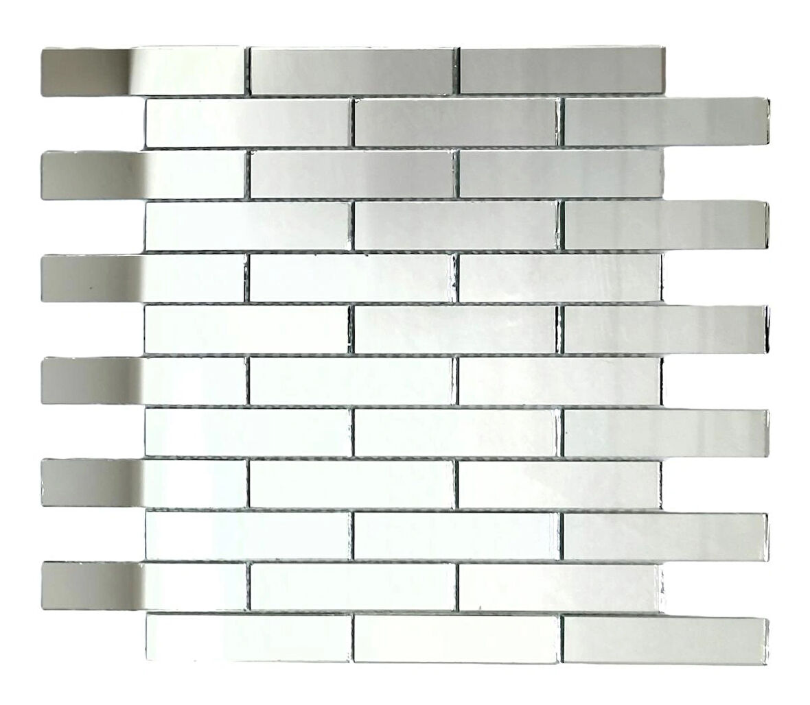 Mutfak tezgah arası ve iç mekan kaplama ve dekorasyon uygulamaları için, 23x98mm. Renksiz Ayna Mix, 30x30cm. Fileli Ayna Mozaik.
