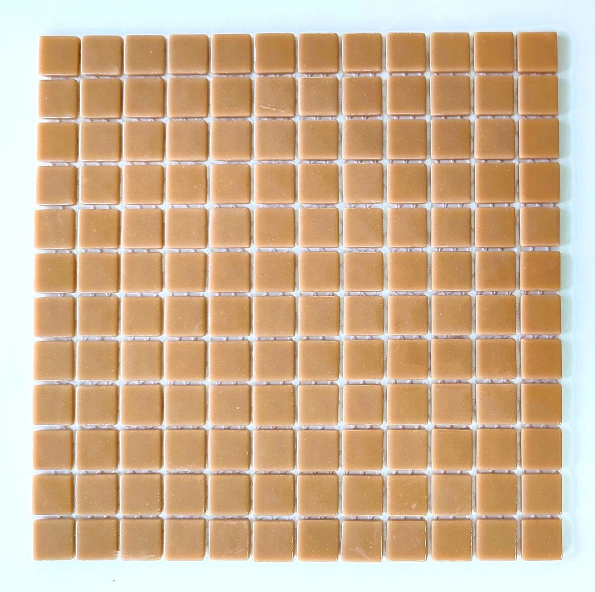 Mutfak tezgah arası, Havuz, Banyo, Sauna, Spa, iç , dış, zemin, duvar, kaplama ve dekorasyon uygulamalarında tüm yüzeyler için, 25x25mm. Açık Kahve,  31.5x31.5cm. Fileli Cam Mozaik.
