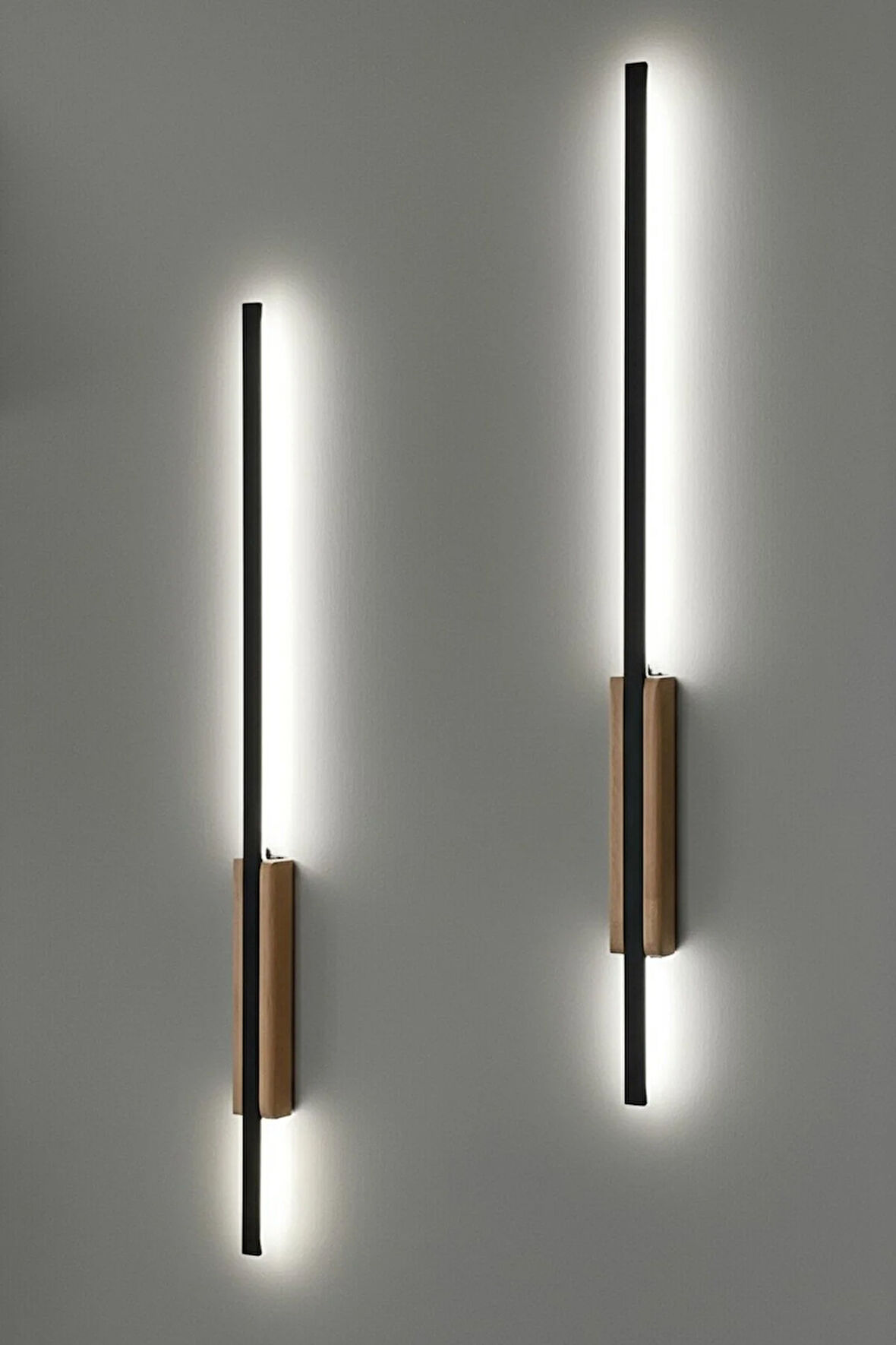 Pilli Kılıç Aplik Gece Lambası Ahşap Kasa Natürel Renk 2 Adet (70 cm)