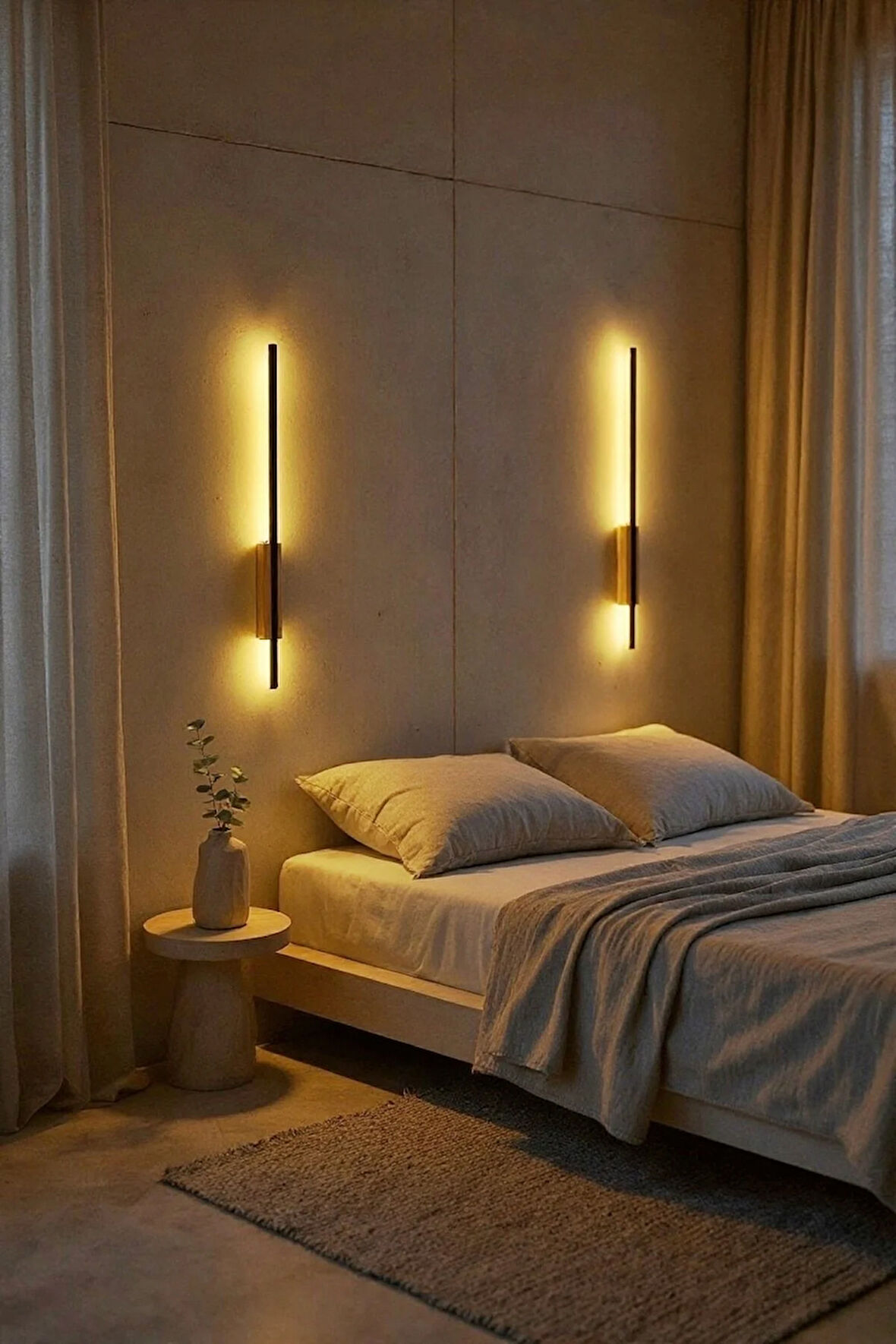 Pilli Kılıç Aplik Gece Lambası Ahşap Kasa Natürel Renk 2 Adet (70 cm)