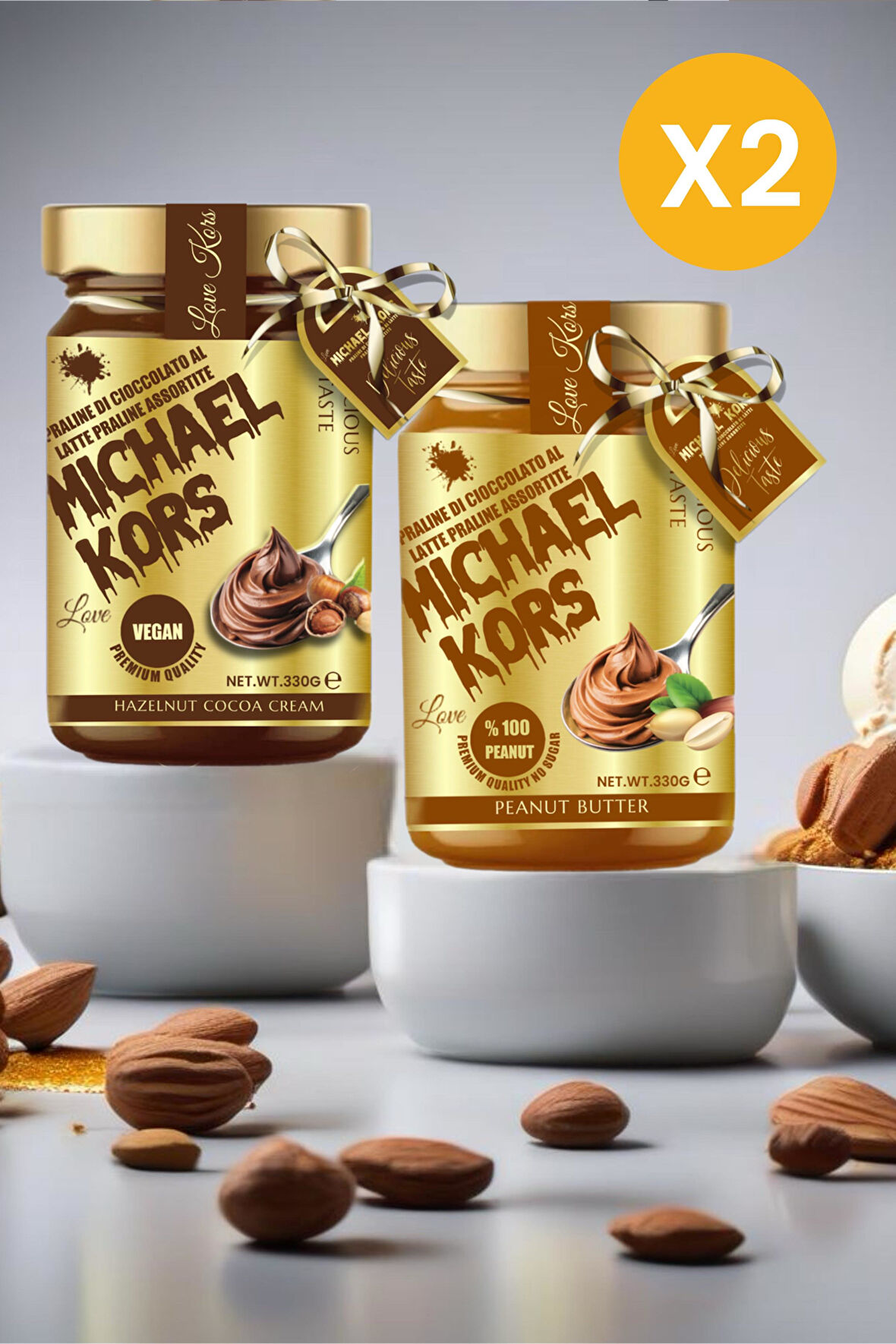 Love Michael Kors Praline Dı Cioccolato Al Latte Pral Kakaolu Fındık Kreması + Fıstık Ezmesi 330gx2