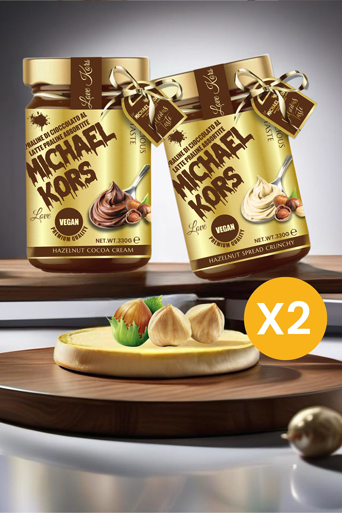 Love Michael Kors Praline Dı Cioccolato Al Latte Pralin Fındık Kreması + Krokan Fındık Ezmesi 330gx2