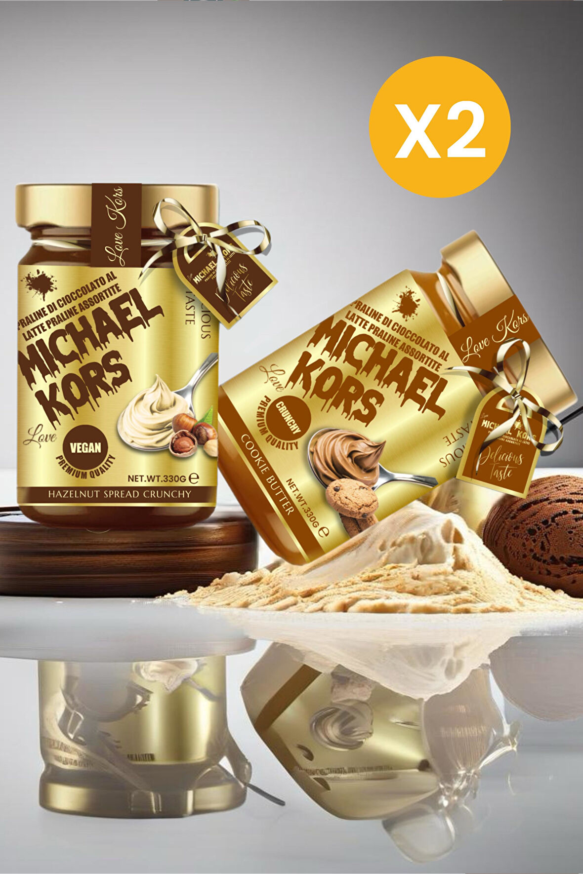 Love Michael Kors Praline Dı Cioccolato Al Latte Prali Bisküvi Ezmesi + Krokan Fındık Ezmesi 330gx2