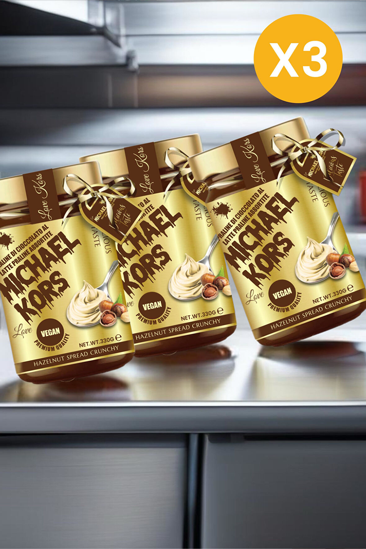 Love Michael Kors Praline Dı Cioccolato Al Latte Praline Krokan Fındık Ezmesi 330gx3