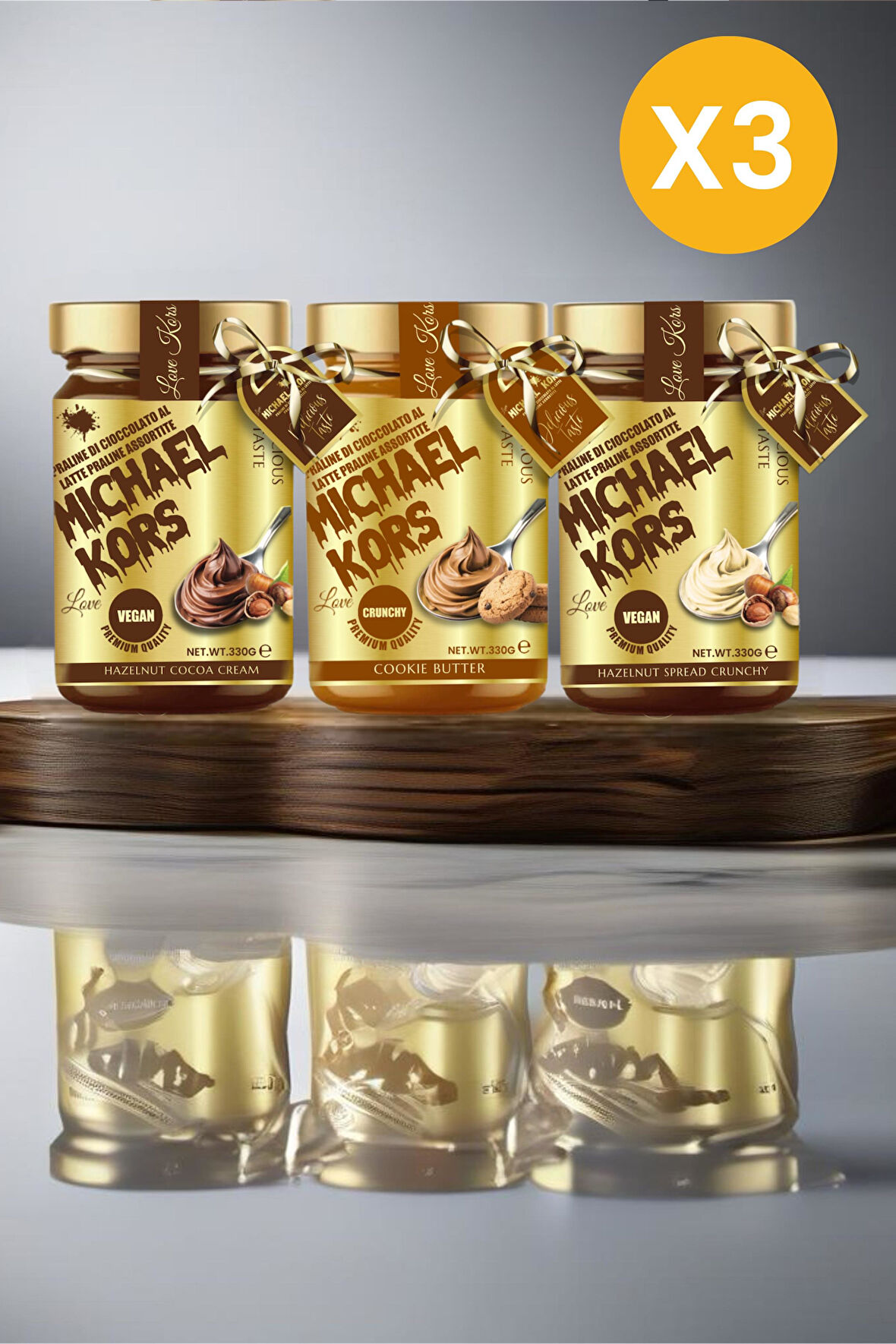 Love Michael Kors Praline Dı Cioccolato Al Karamelli Bisküvi Kreması + Fındık Ezmesi 330gx3