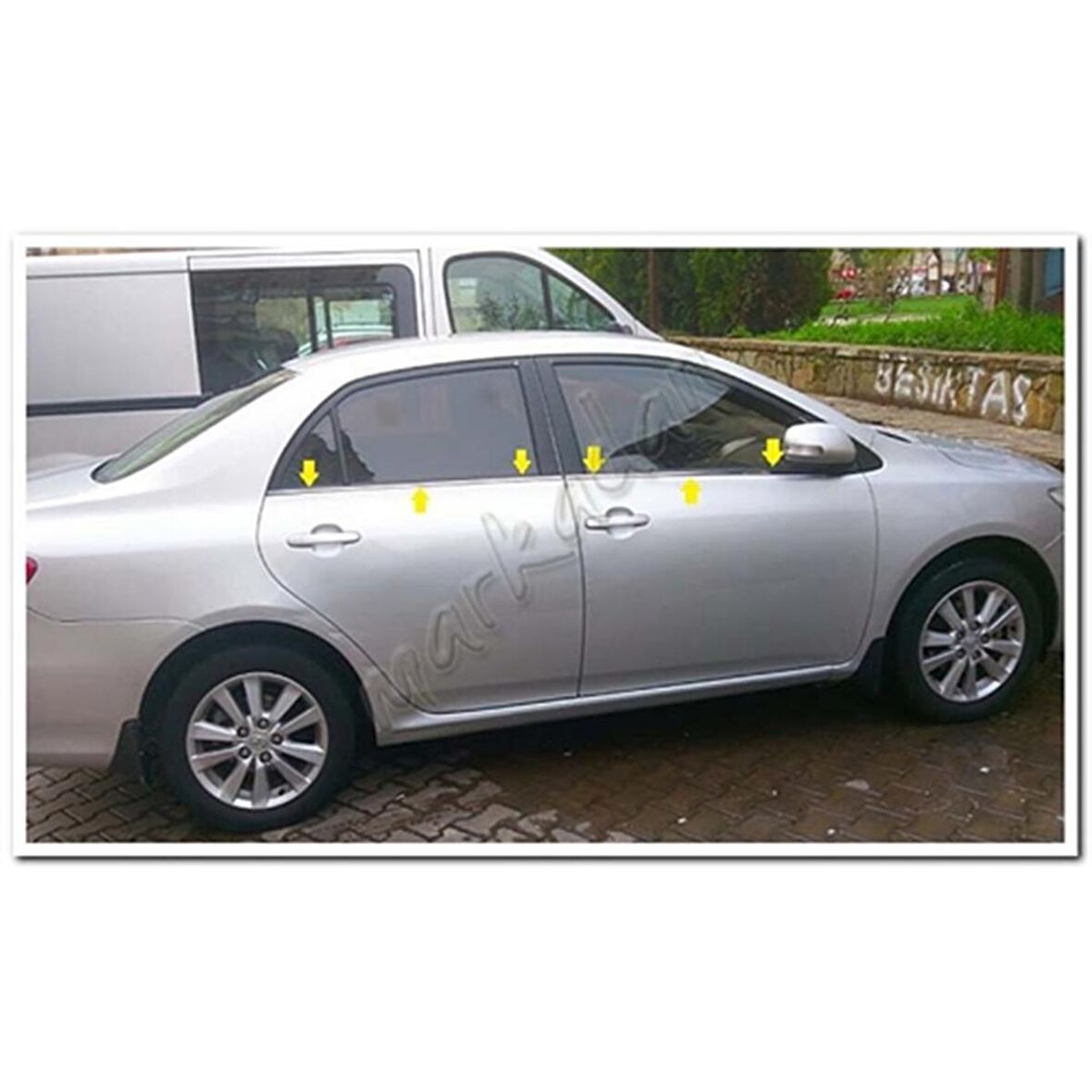 Markadan Toyota Corolla Krom Cam Çıtası 2007-2012 4 Parça Paslanmaz Çelik