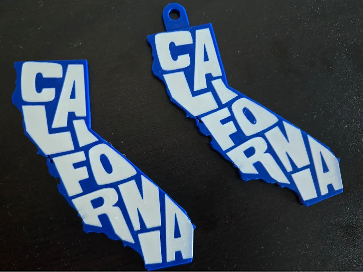California Eyaleti Anahtarlık 1 Adet - Çevre Dostu PLA