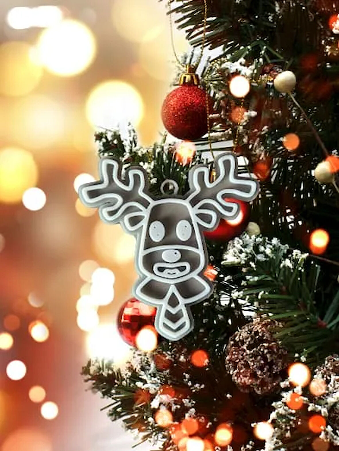 Geyik Noel Süsü 1 Adet - Çevre Dostu PLA