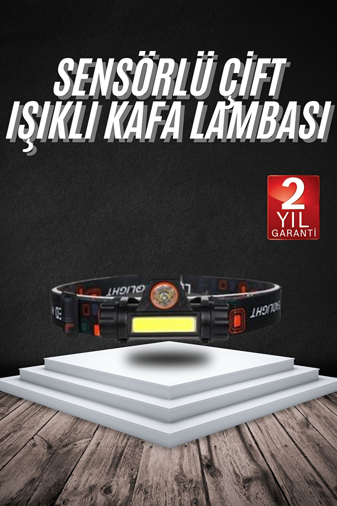 Kafa Lambası Çalışma Işığı Süper Parlak Mıknatıslı Lityum Lion Pilli