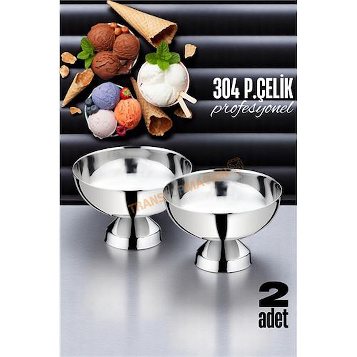 HSNET Dondurma Kasesi 304 Paslanmaz Çelik Profesyonel 2 ADET