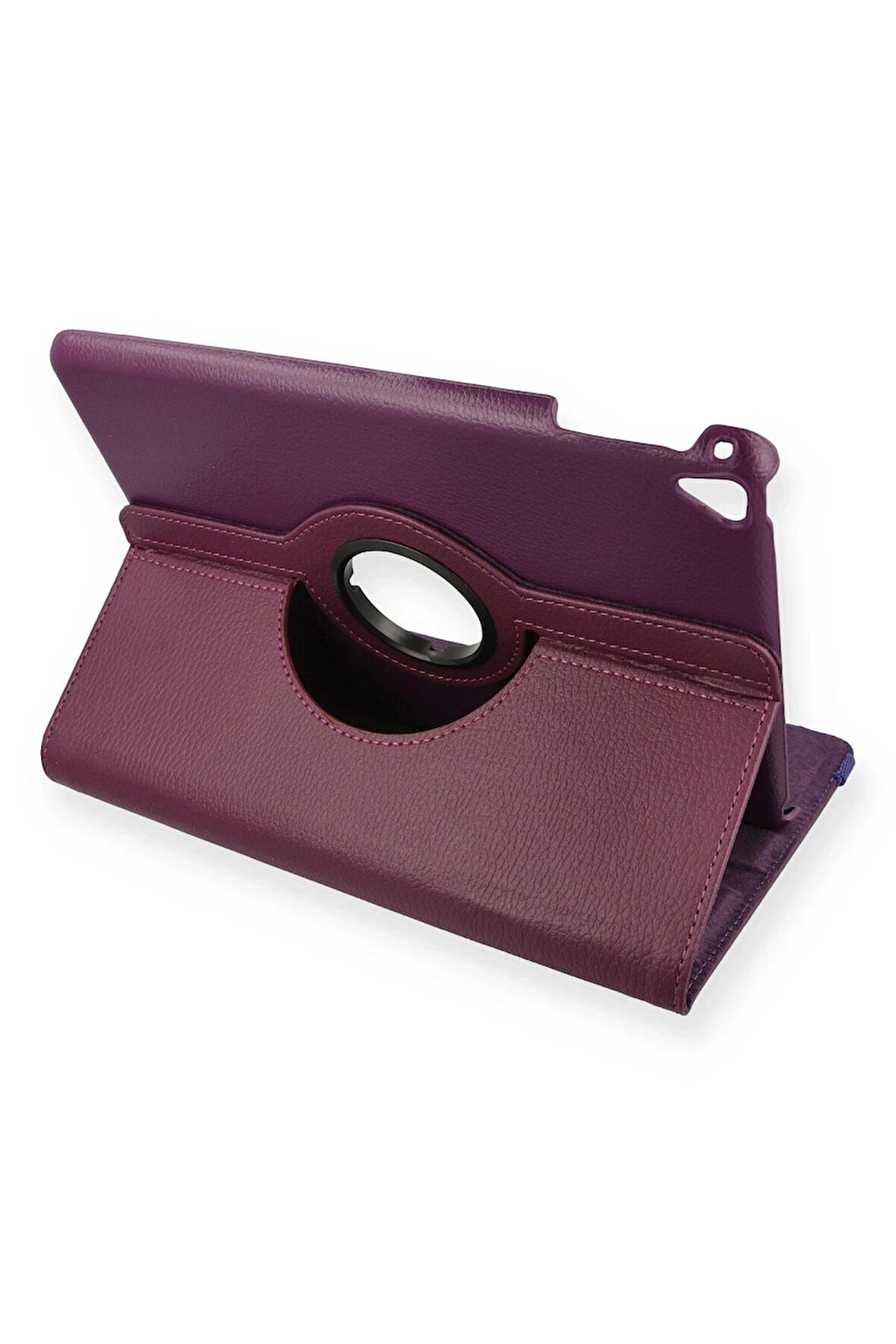 iPad 9.7 (2018) Kılıf 360 Tablet Deri Kılıf - Mürdüm-(5796)