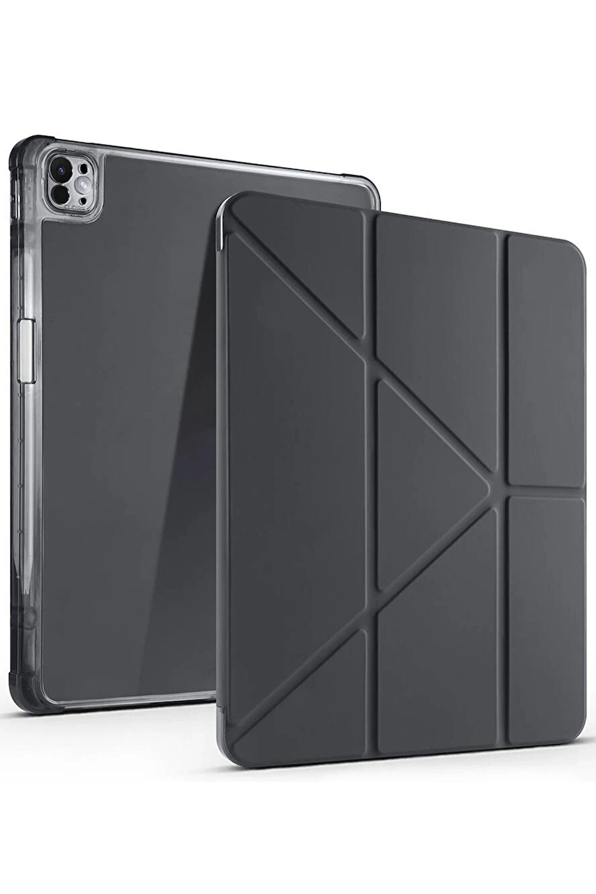 iPad Air 13 (2024) Kılıf Kalemlikli Mars Tablet Kılıfı - Gri-(5796)