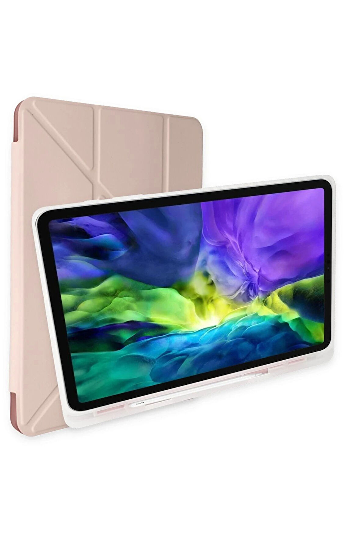 iPad 9.7 (2018) Kılıf Kalemlikli Mars Tablet Kılıfı - Rose Gold-(5796)