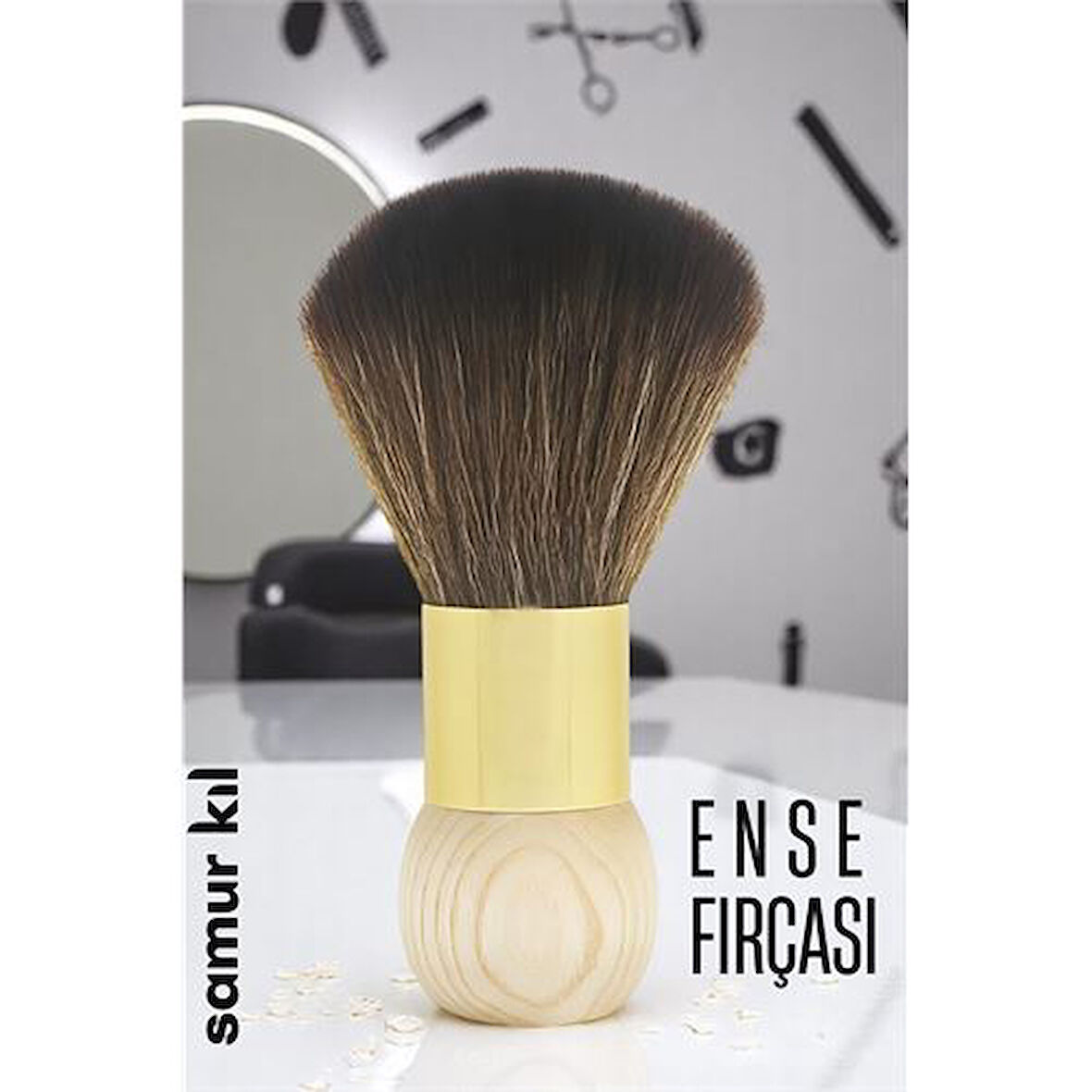 HSNET Samur Berber Ense Fırçası Saç Temizleme Fırçası - Berber Temizlik Fır?