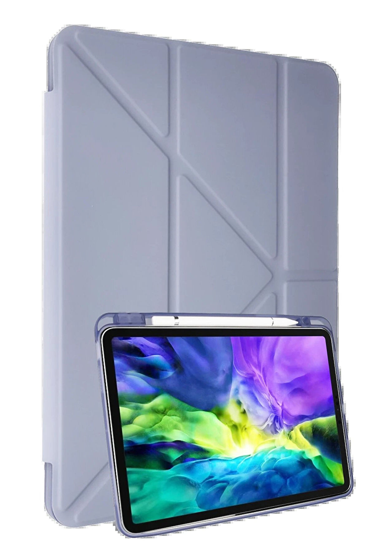 iPad Air 4 10.9 Kılıf Kalemlikli Mars Tablet Kılıfı - Açık Mor-(5796)