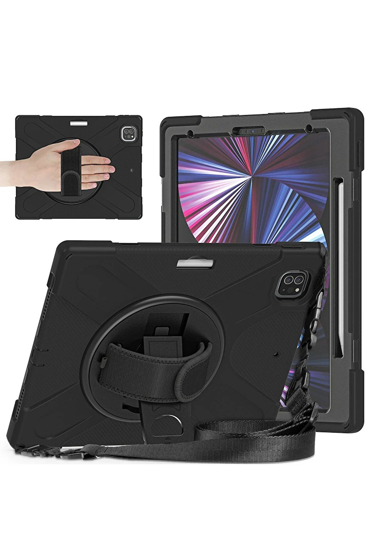 iPad Pro 12.9 (2020) Kılıf Amazing Tablet Kapak - Siyah-(5796)