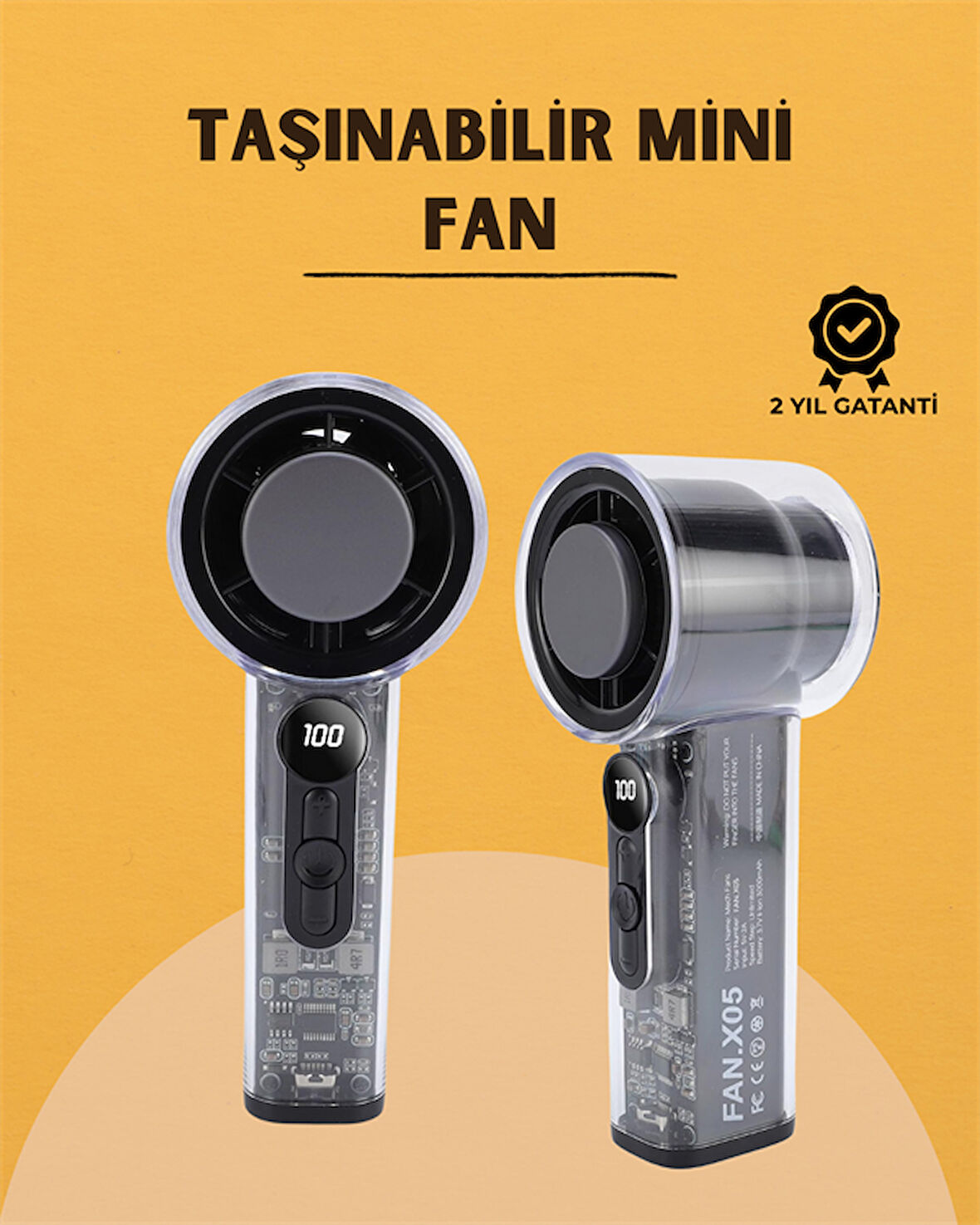 Yüksek Verimli Soğutmalı El Fanı | 100 Seviye Hız Kontrolü | 6 Saat Pil Ömrü