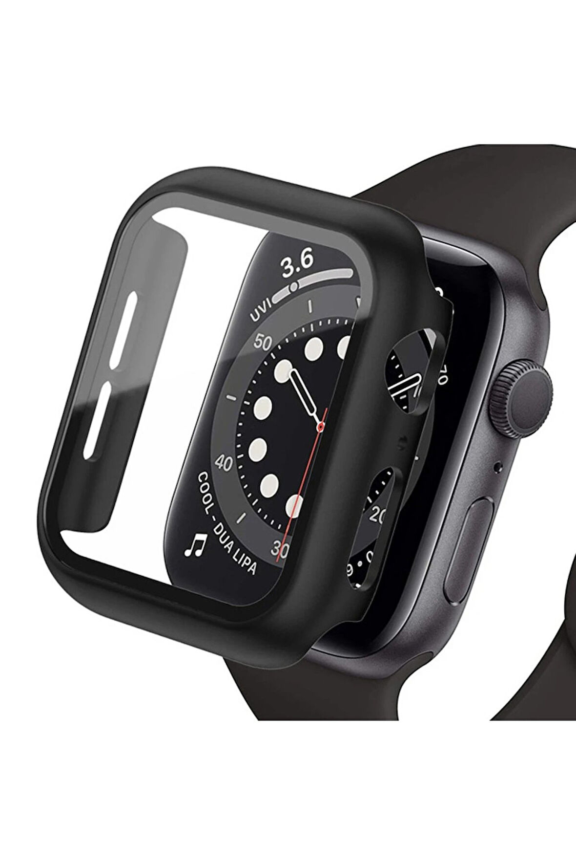 Apple Watch Ultra 49mm Camlı Kasa Ekran Koruyucu - Siyah-(5796)