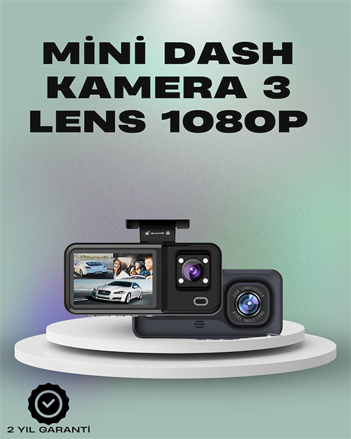 3 Kanallı Araç Kamerası – Full HD 1080P Kayıt 2” Ekran Park Gözetimi Deste?