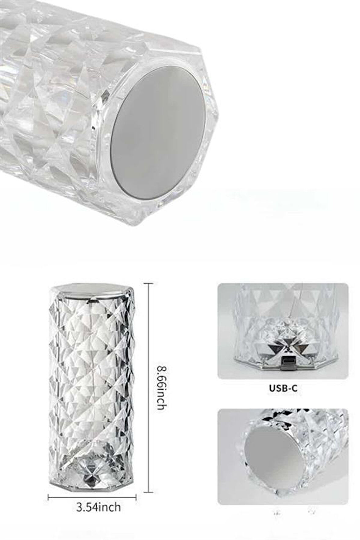 Yeni Nesil Modern Kristal Masa ve Gece Lambası Dokunmatik Renk Değiştirebilen