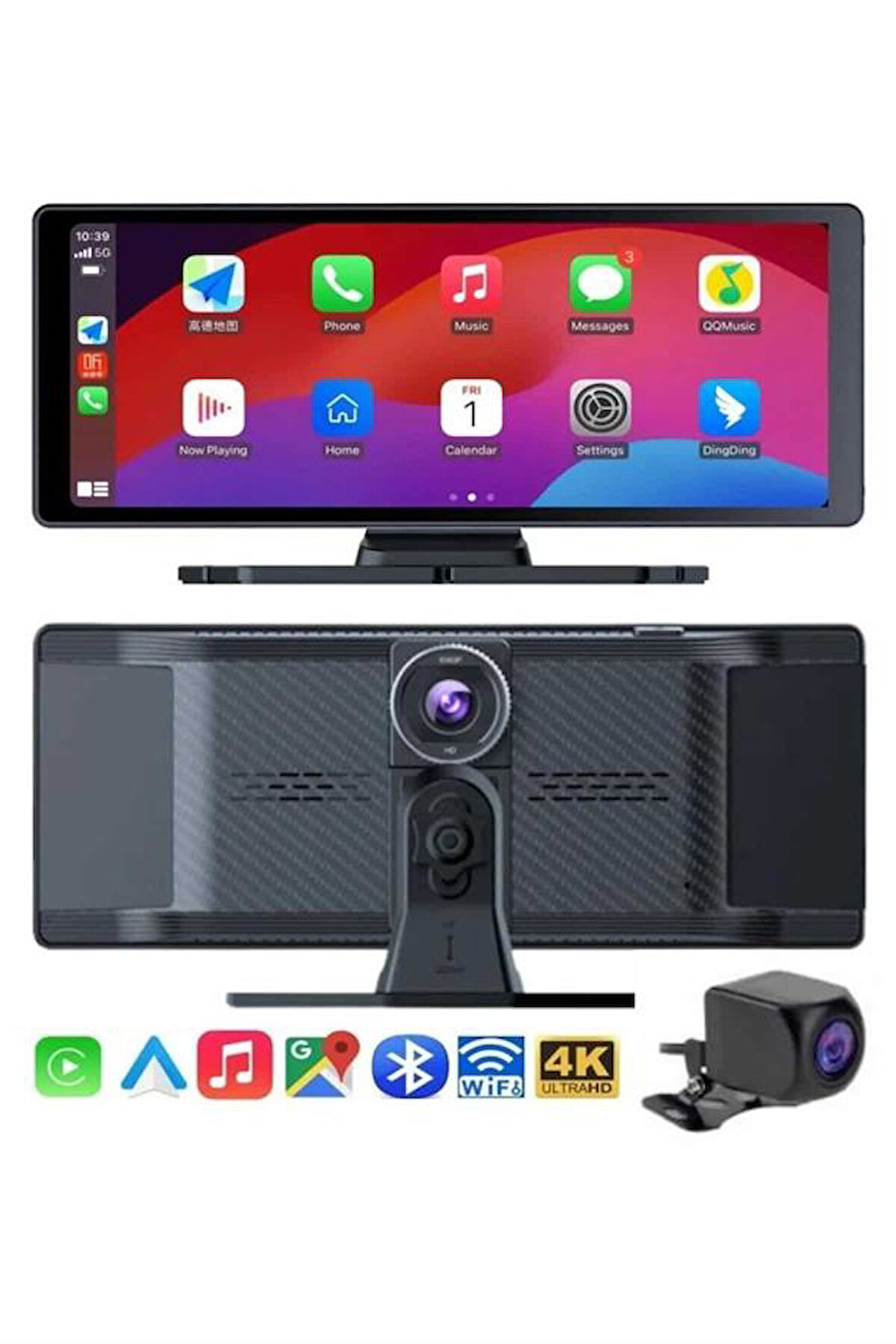 4K Ultra Araç İçi Ön ve Arka Kameralı Ekran HD 2 Kameralı Torpido Üstü Araç