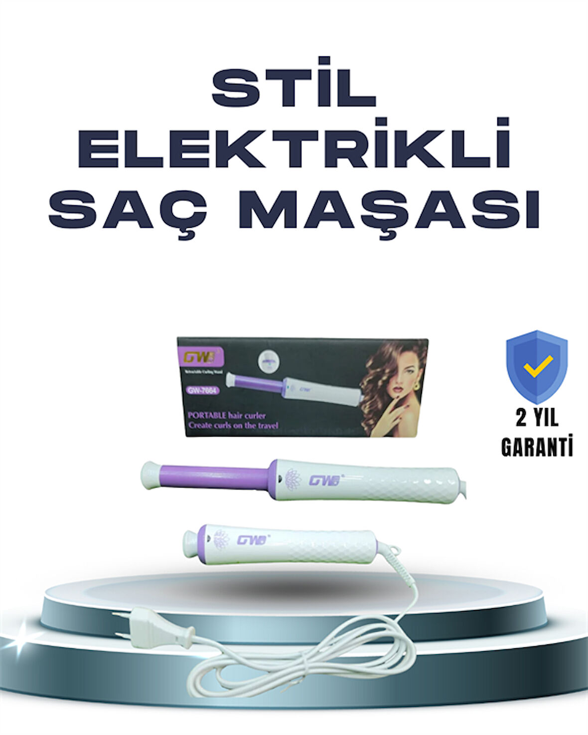 GW 32mm Döner Başlıklı Saç Kıvırma Makinesi – Her An Her Yerde Profesyonel 