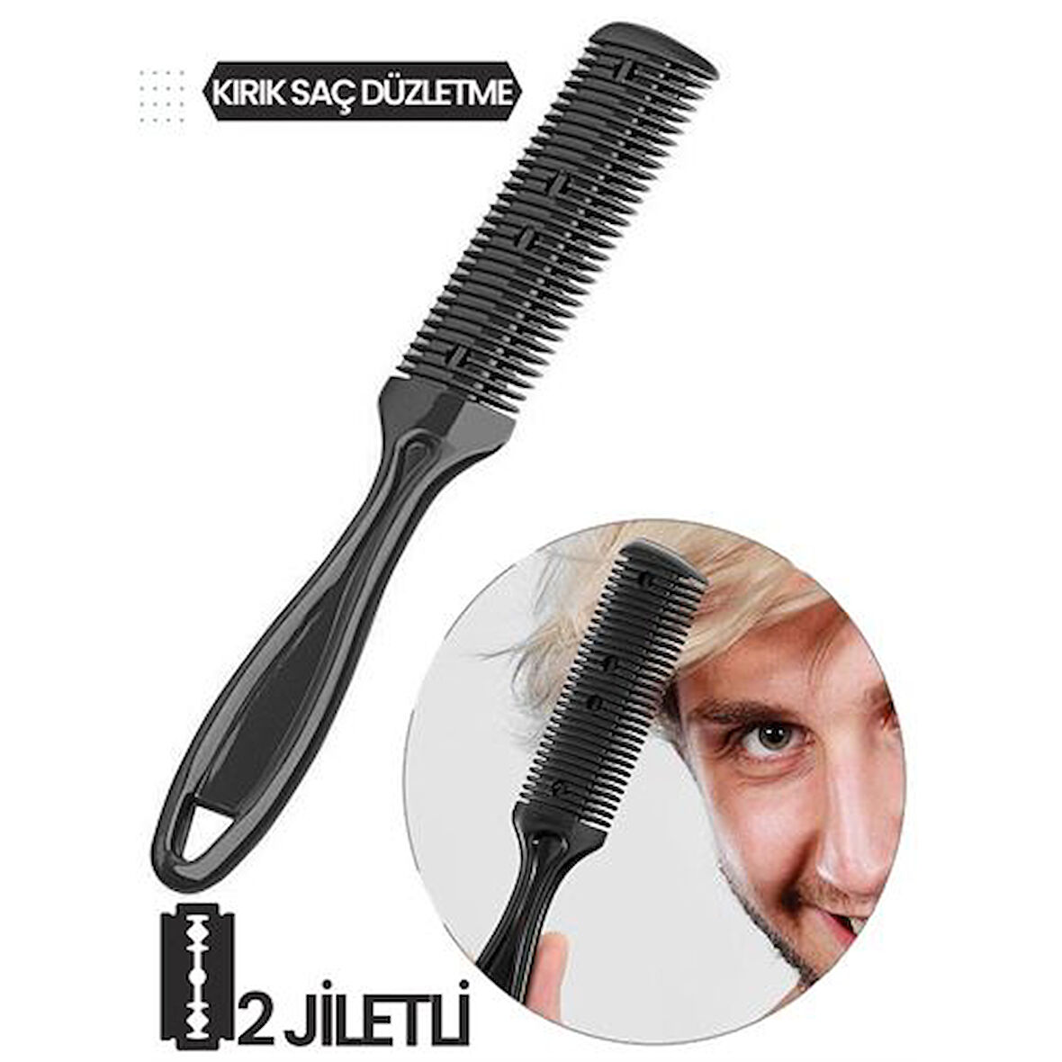 HSNET 2 Jiletli Kırık Saç Sakal Düzletme İnceltme Tarağı
