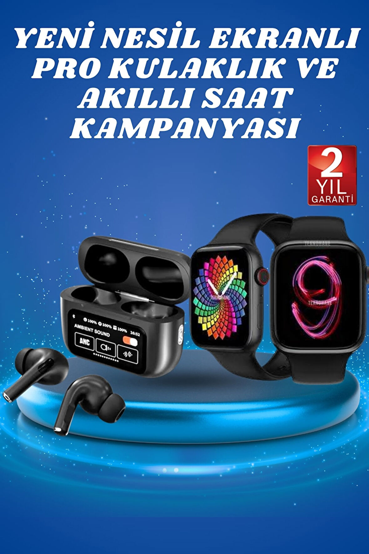 Ekranlı Yeni Nesil Pro Kulaklık ve Akıllı Saat Kampanyası Kulak İçi Mikrofonl