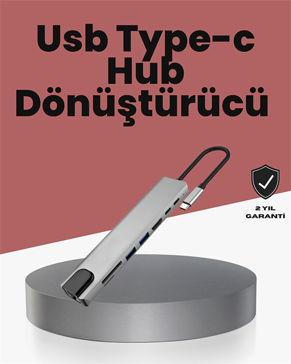 Alüminyum Gövdeli Type‑C HDMI & Ethernet Adaptör – Tak & Çalıştır